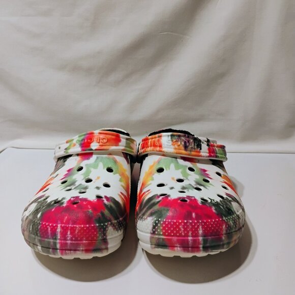 Crocs Lined Clogs Classic Tie Dye Paint Spill Spatter Fuzzy Unisex size W10/ M8 - Picture 3 of 11